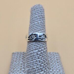 Size 7.25 Sterling Silver Cute Turtles Hefty Band Ring A5430